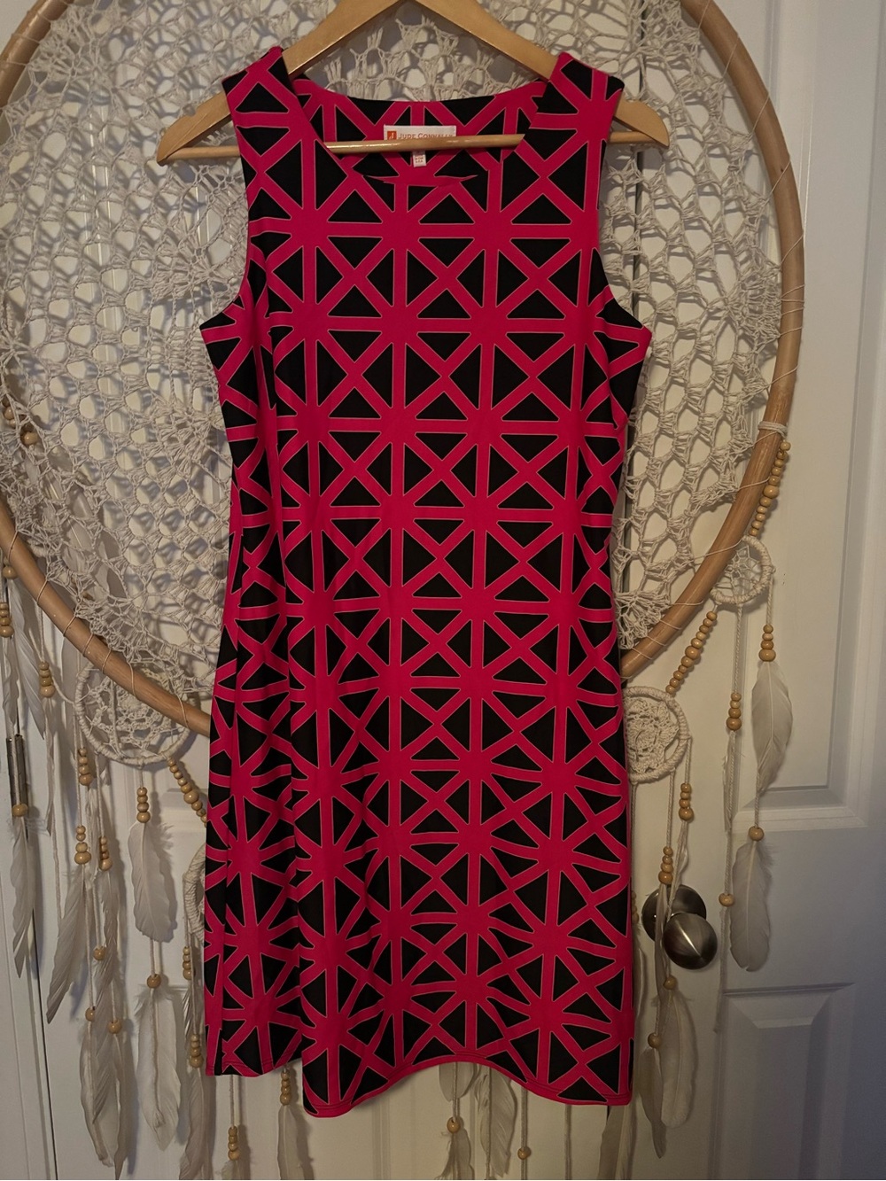 Jude Connally Black & Hot Pink Geometric Dress Size Medium A00405